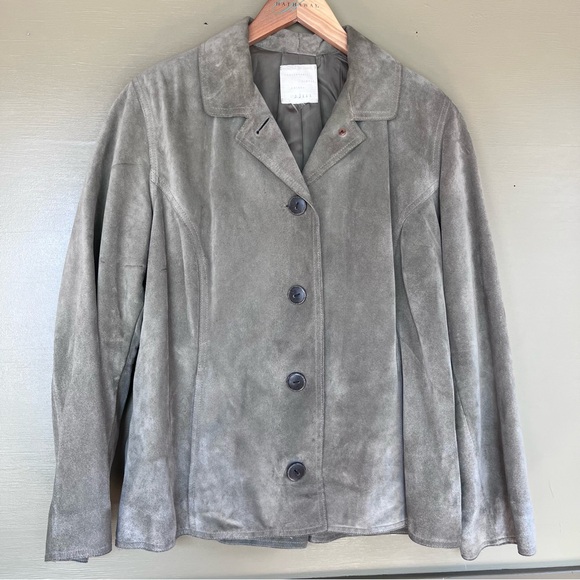 J. Jill Green Suede Leather Jacket - Picture 1 of 7